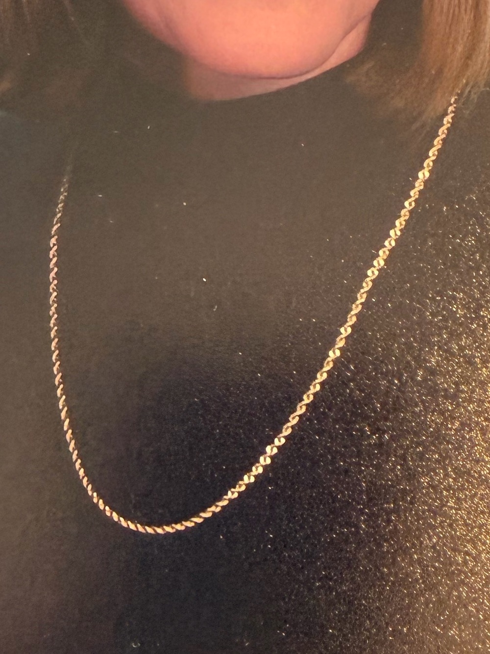 14K Yellow Gold twisted rope chain necklace
